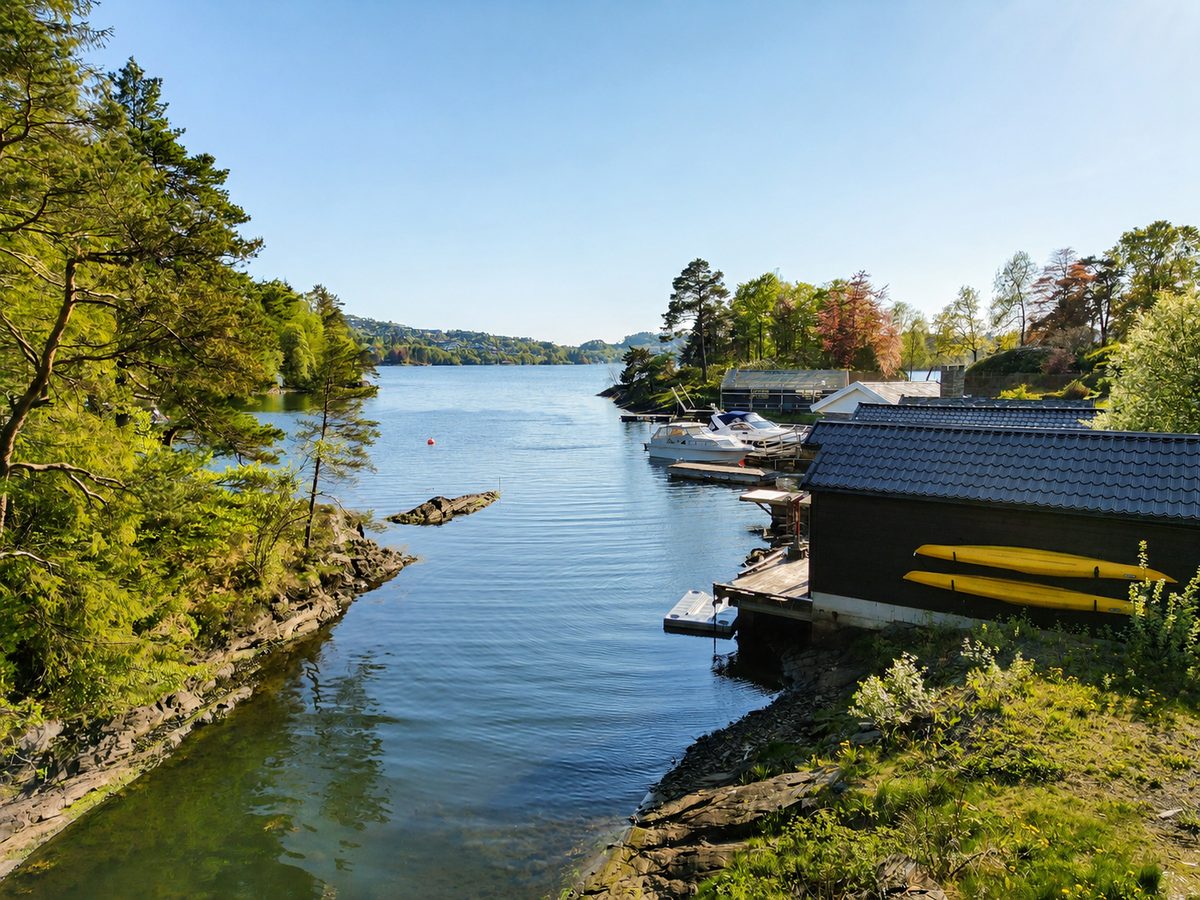 Private boathouse by the water