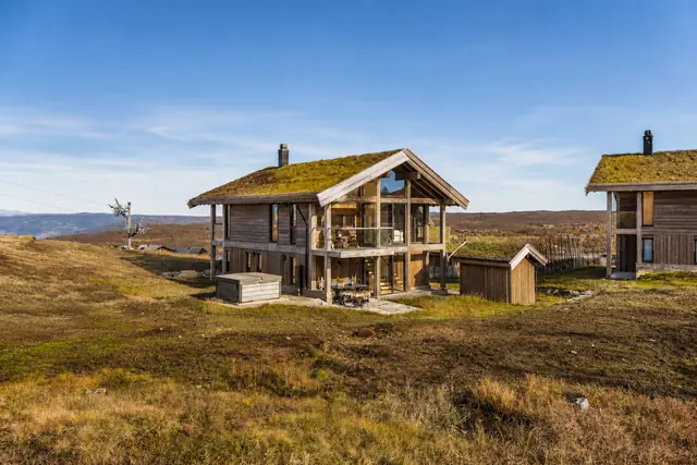 The chalet in open mountain terrain