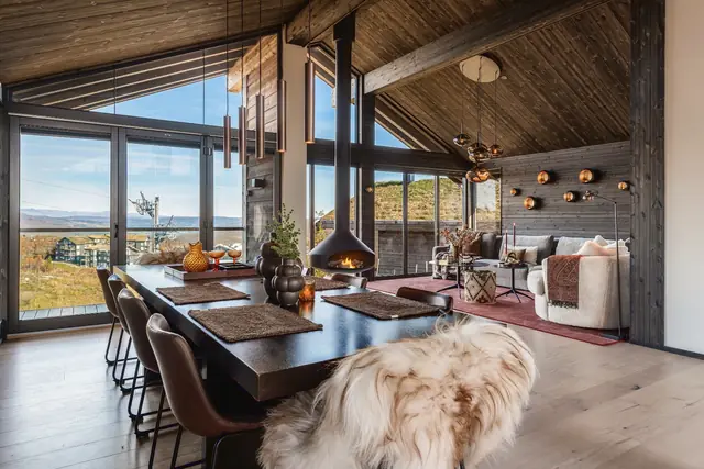 Open-plan dining and living room